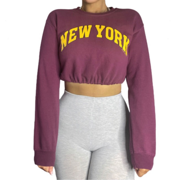 New York Reworked Crop Crewneck Sweatshirt