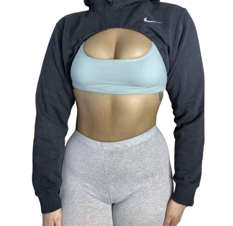 Nike Reworked Shrug Super Crop Hoodie Sweatshirt