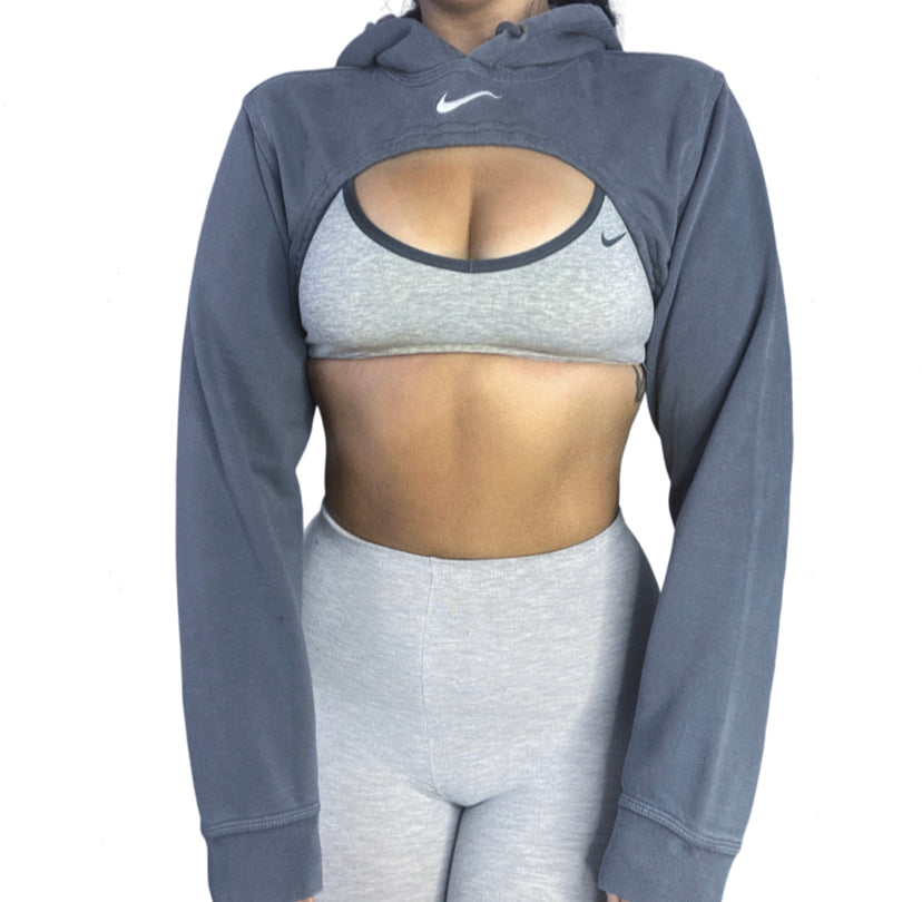 NIKE Reworked Crop Hoodie Sweatshirt Cover Shrug