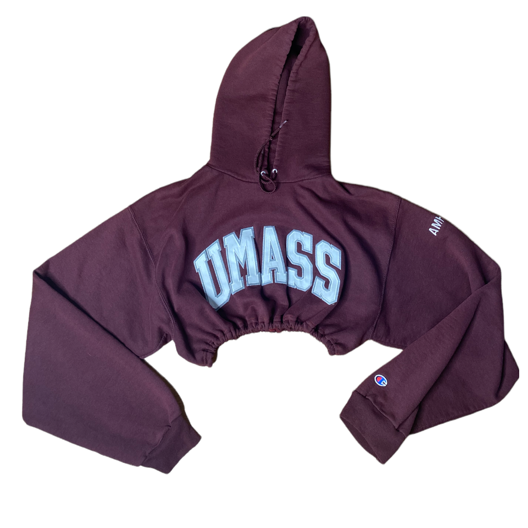 UMASS Amherst Reworked Crop Hoodie