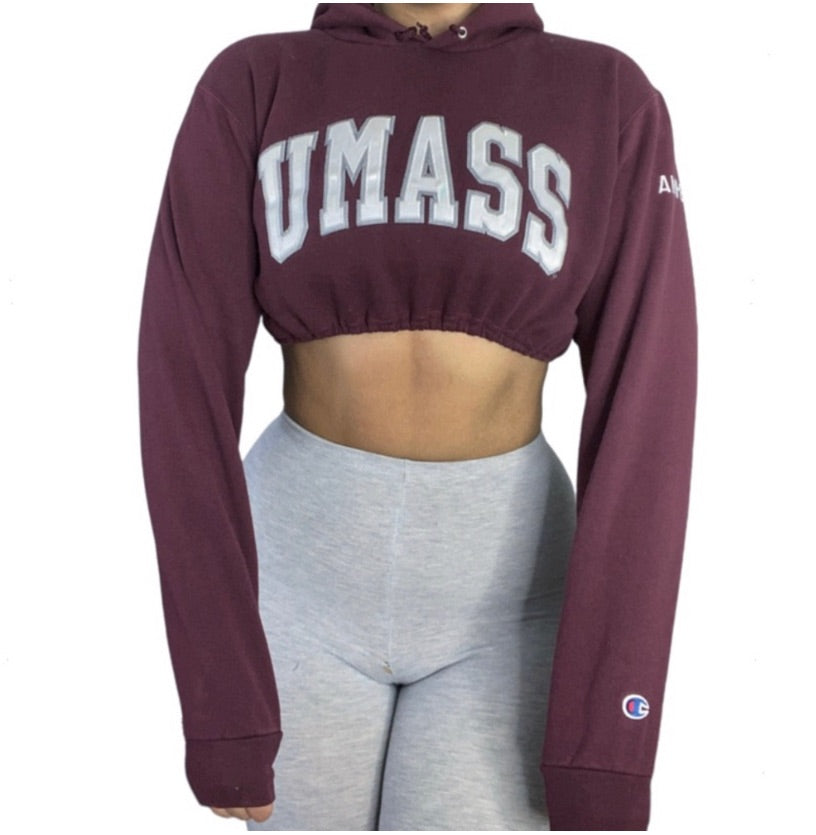 UMASS Amherst Reworked Crop Hoodie