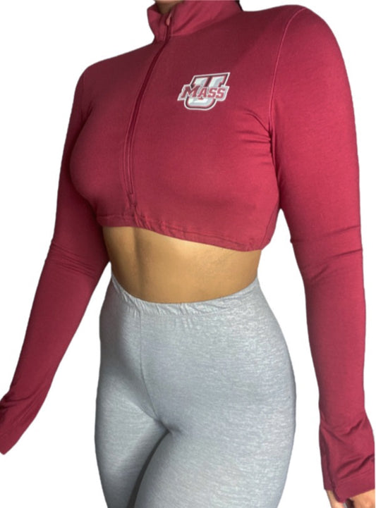 UMASS Amherst Reworked Crop Quarter Zip