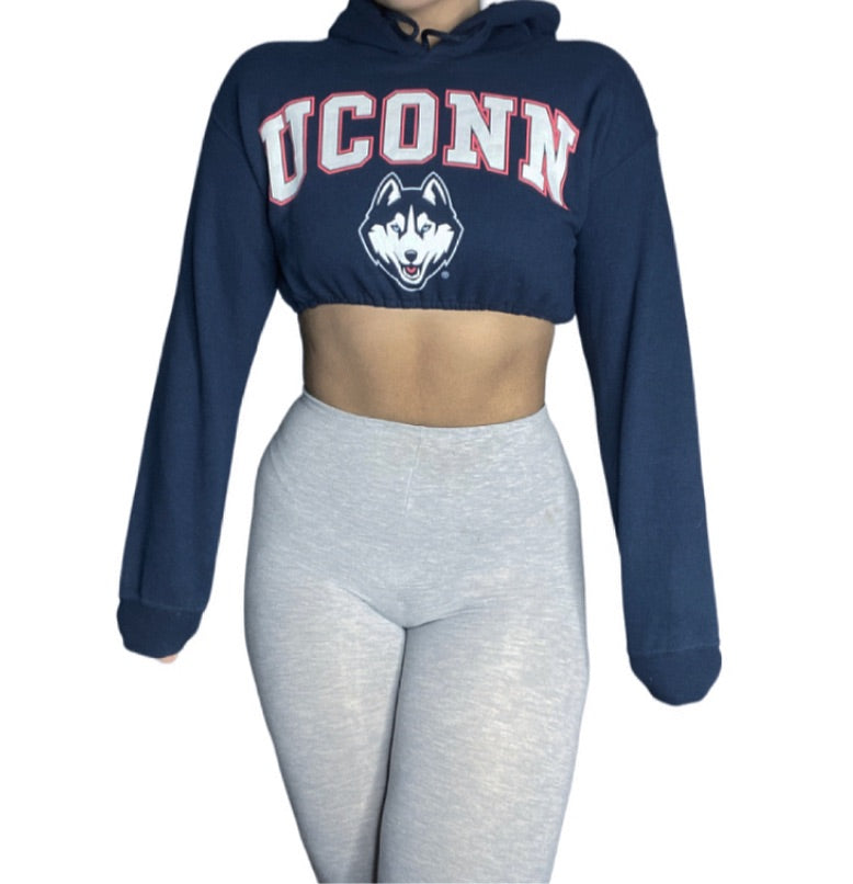 UCONN Reworked Crop Hoodie