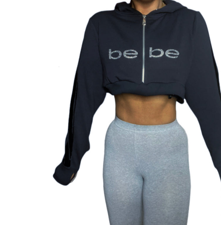 BEBE Reworked Crop Zip Up