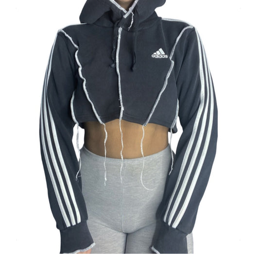 Adidas Reworked Reverse Seam Patchwork Crop Hoodie