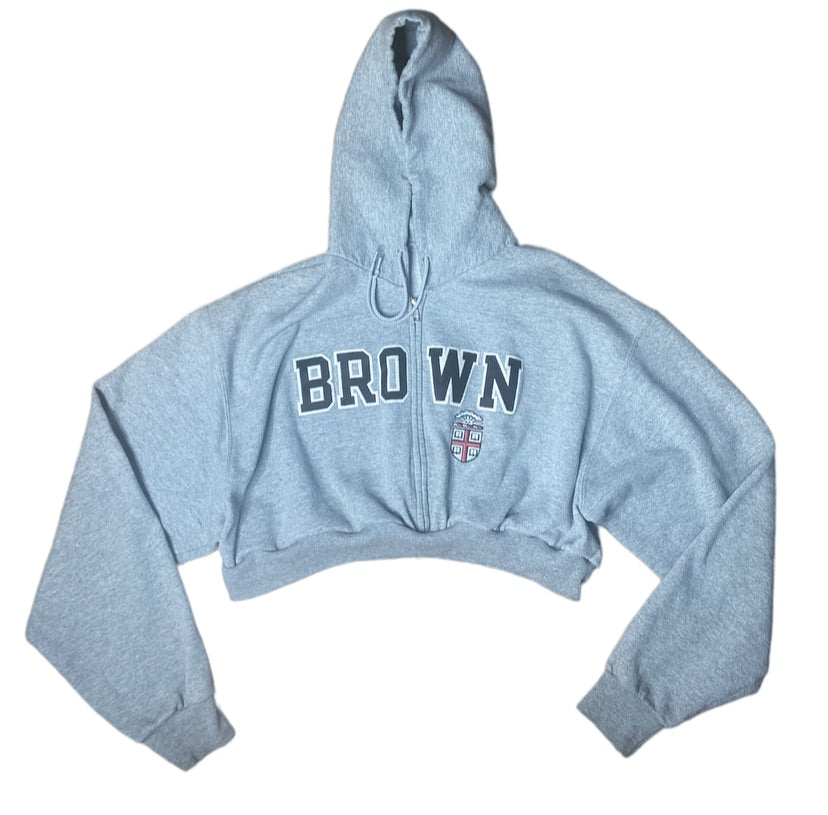 Brown University Reworked Crop Zip zip Hoodoe