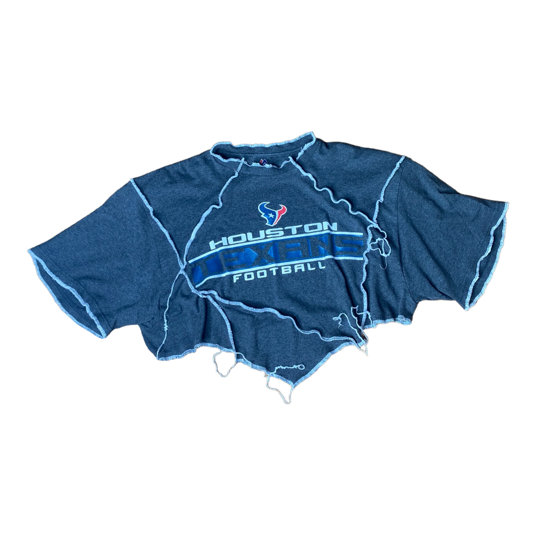 Houston Texans Reworked Contrast Stitch Crop Top