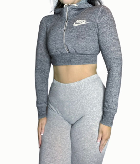 Nike Reworked Zip Up Crop Hoodie