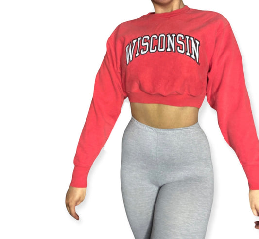 University of Wisconsin Reworked Crop Crewneck Sweatshirt