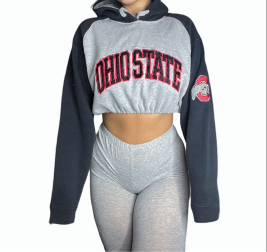 Ohio State University Reworked Crop Hoodie