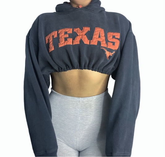 Texas Longhorns Reworked Crop Hoodie Sweatshirt