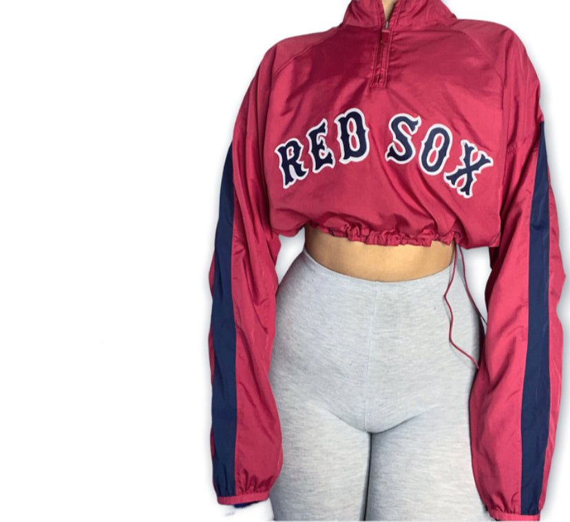 Boston Red Sox Reworked Drawstring Crop Windbreaker