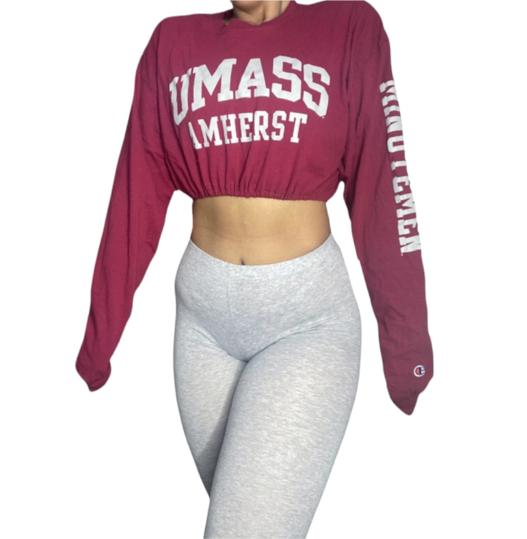 UMASS Amherst Reworked Longsleeve Crop Top