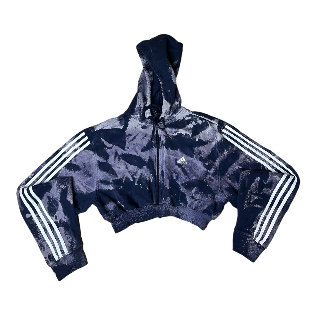 Adidas Bleach Tie Dye Reworked Crop Zip Up Hoodie