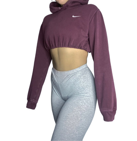 Nike Reworked Burgundy Crop Hoodie