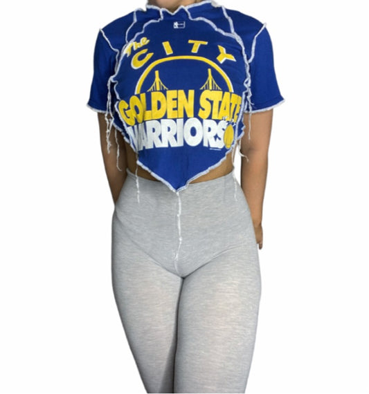 Golden State Warriors Reworked Contrast Stitch Crop Top