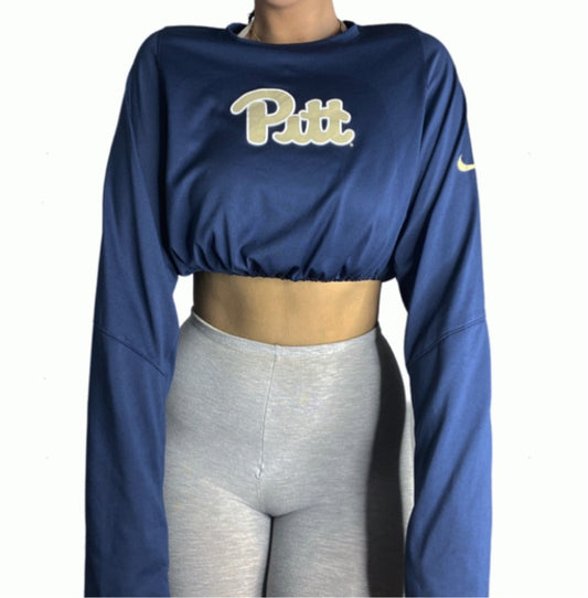 University of Pittsburg Reworked Longsleeve Crop Top