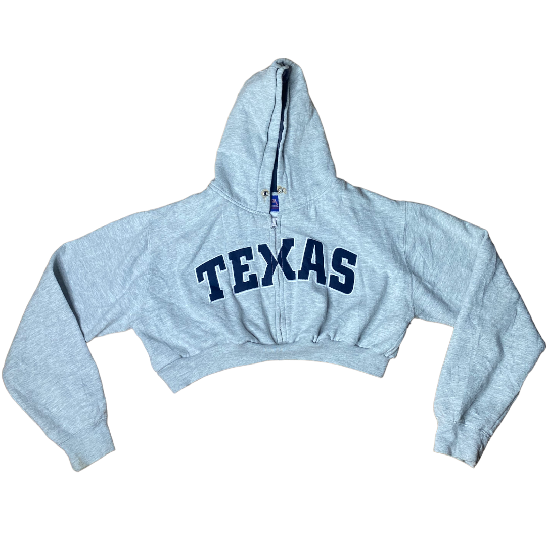 Texas Reworked Crop Zip Up Hoodie