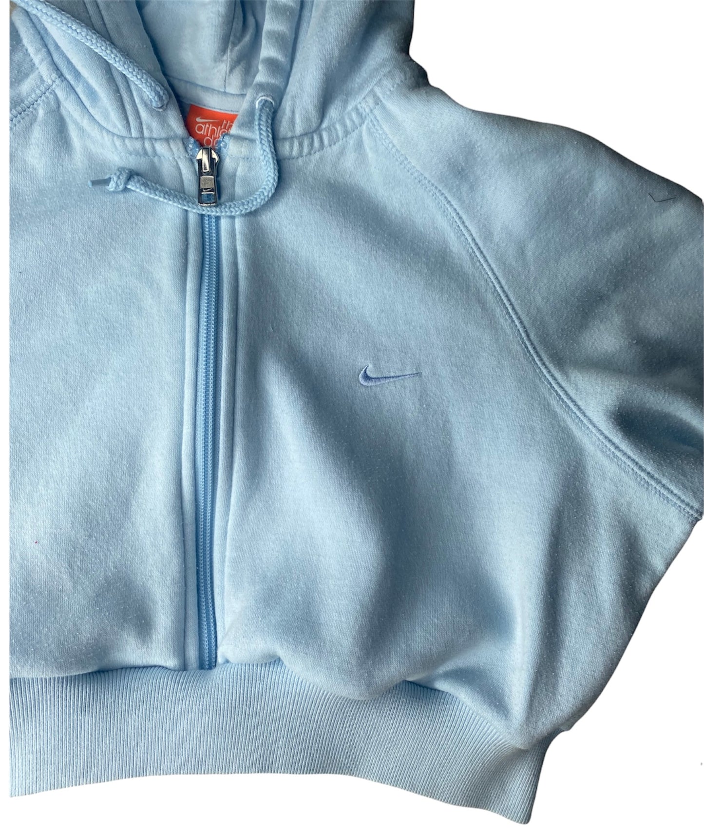 Nike Reworked Baby Blue Zip Up Crop Hoodie