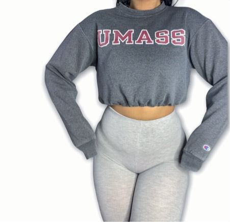 Umass Amherst Reworked Crop Crewneck