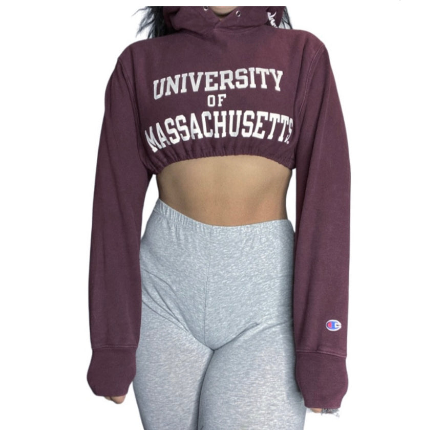 Umass Amherst Reworked Crop Hoodie