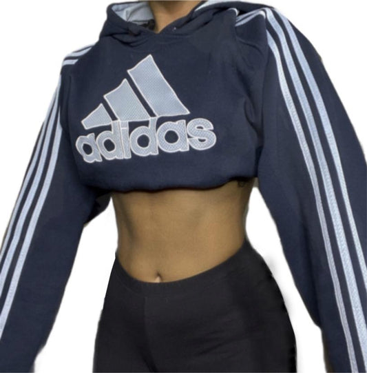 ADIDAS Reworked 3 Stripe Logo Crop Hoodie