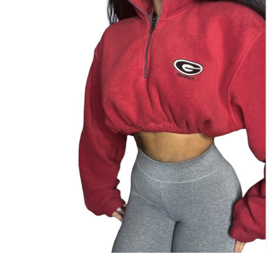 Reworked Georgia Bulldogs Cropped Quarter Zip