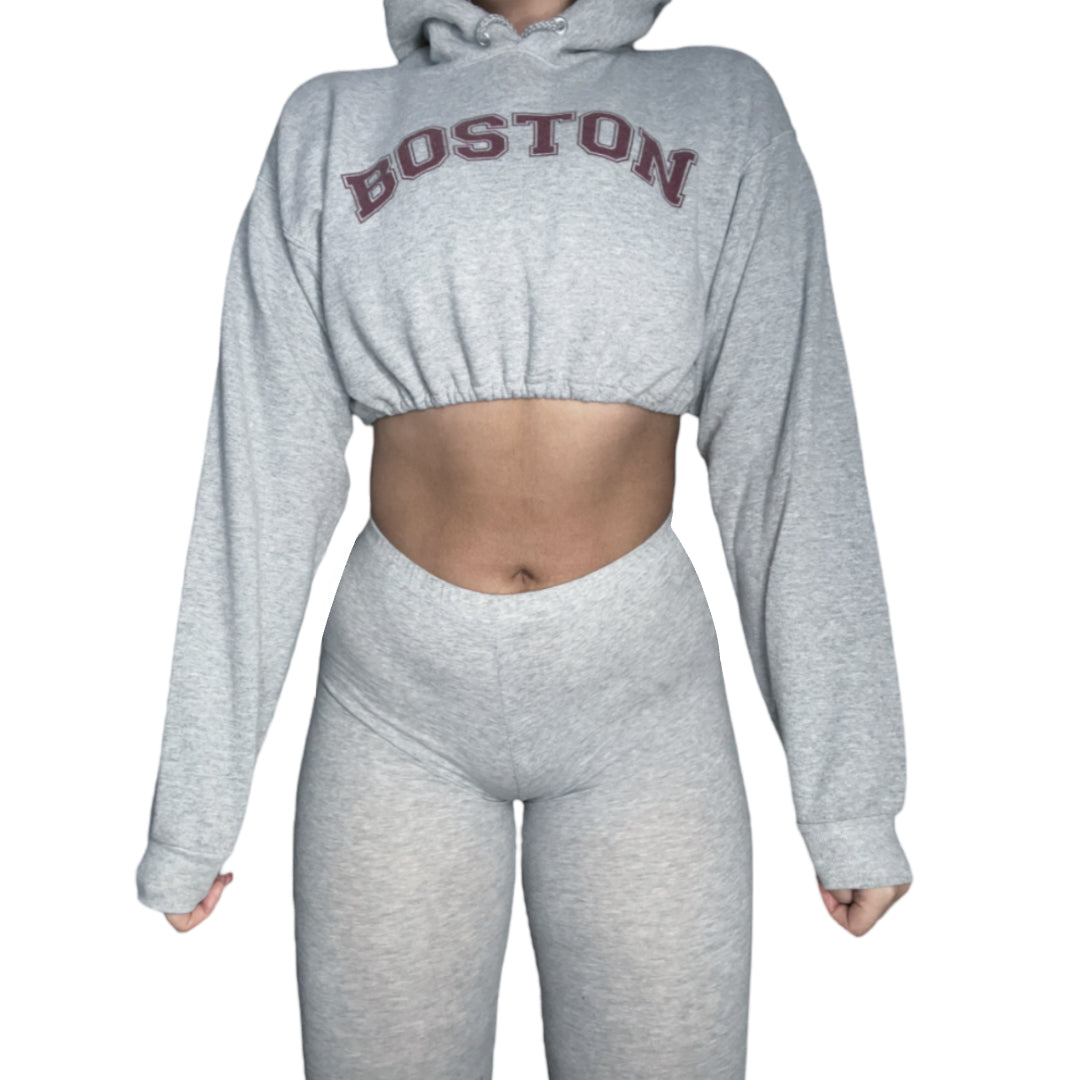 Boston Reworked Crop Hoodie