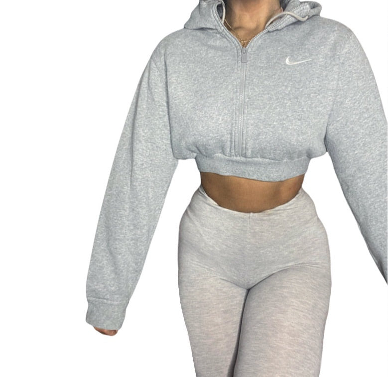 NIKE Reworked Crop Zip Up Hoodie