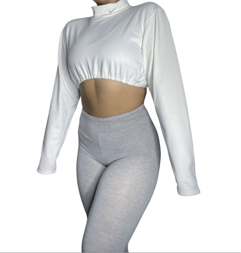 Nike y2k White Long sleeve Crop Top