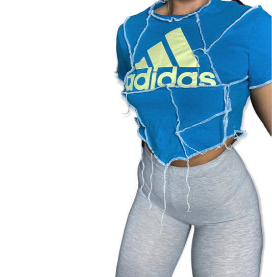 Adidas Reworked Contrast Stitch Patchwork Crop Top