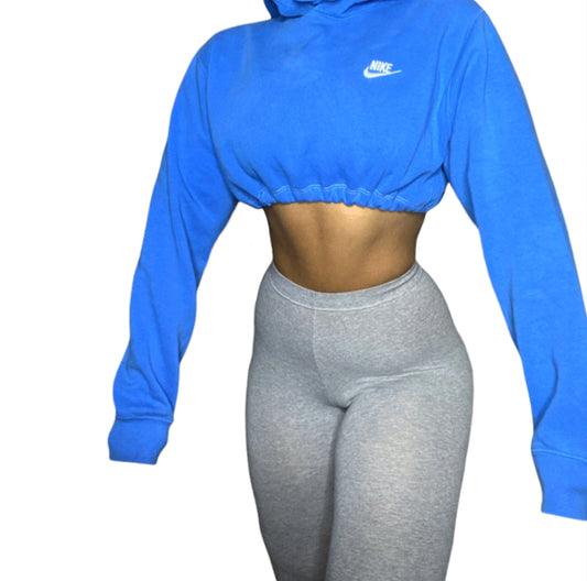 NIKE Reworked Blue Crop Hoodie