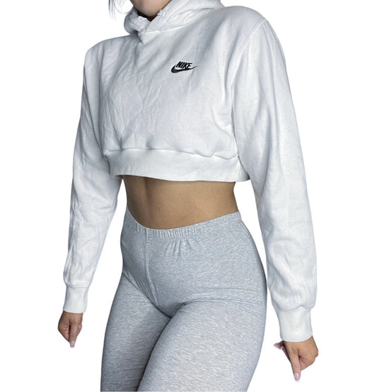 Nike Reworked White Crop Hoodie