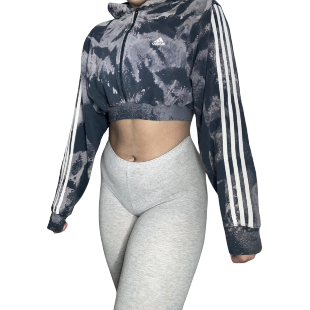 Adidas Bleach Tie Dye Reworked Crop Zip Up Hoodie