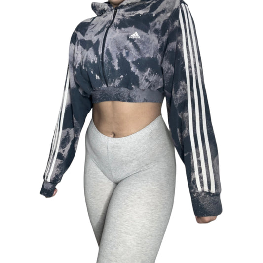 Adidas Bleach Tie Dye Reworked Crop Zip Up Hoodie