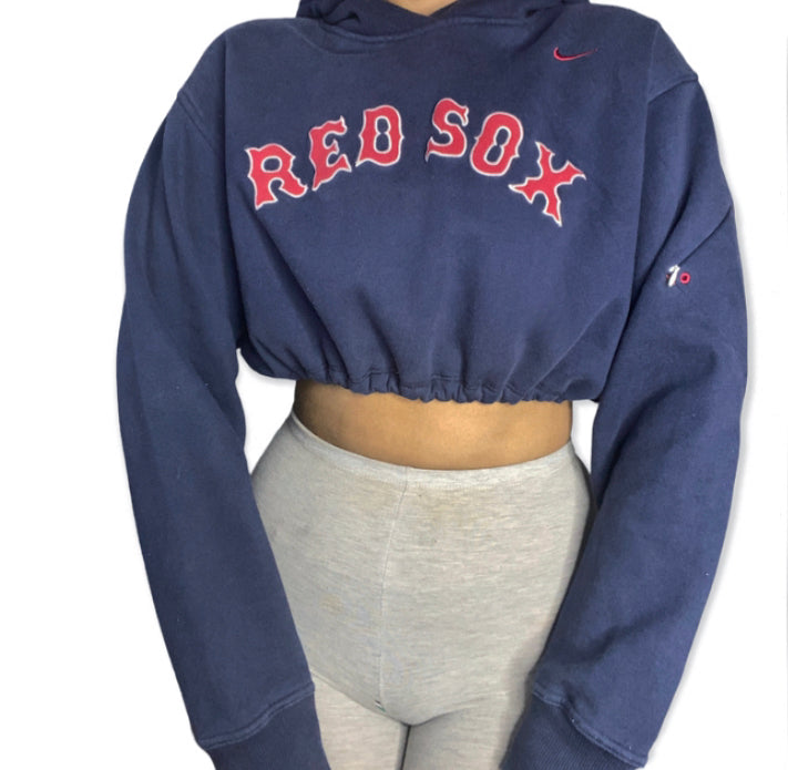 Nike x Boston Red Sox Reworked Crop Hoodie Sweatshirt