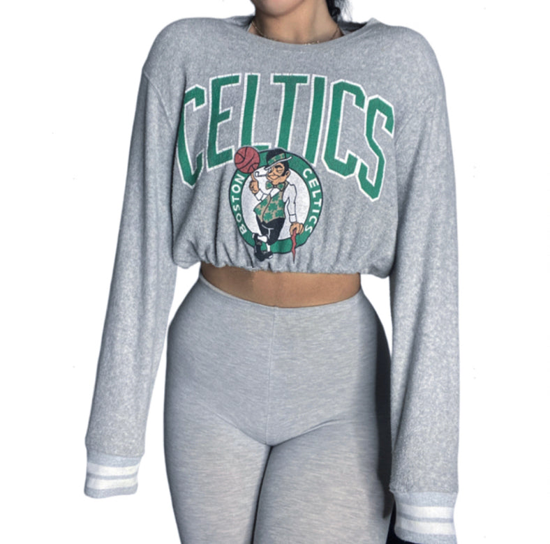 Boston Celtics Reworked Crop Crewneck