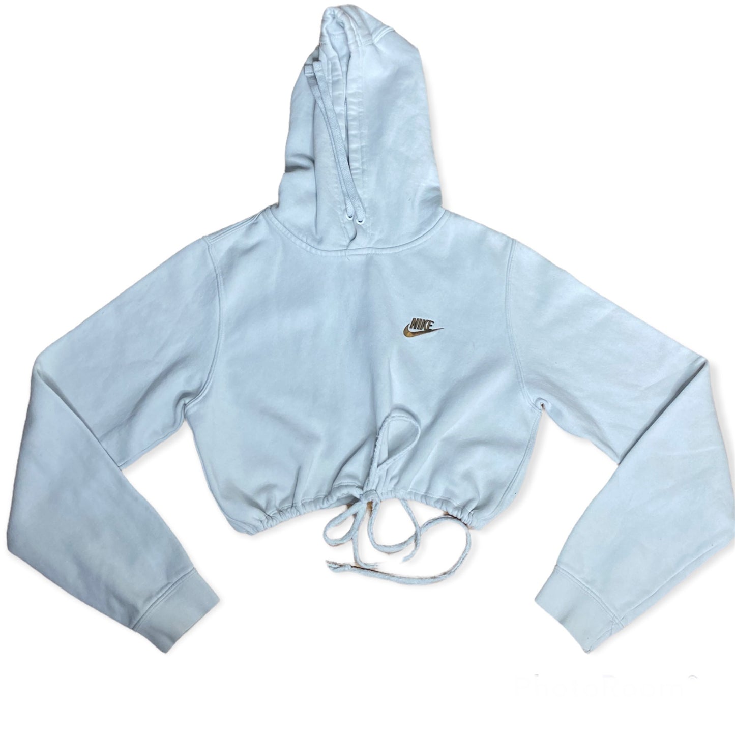 Nike Reworked Drawstring Tie Waist Cropped Hoodie