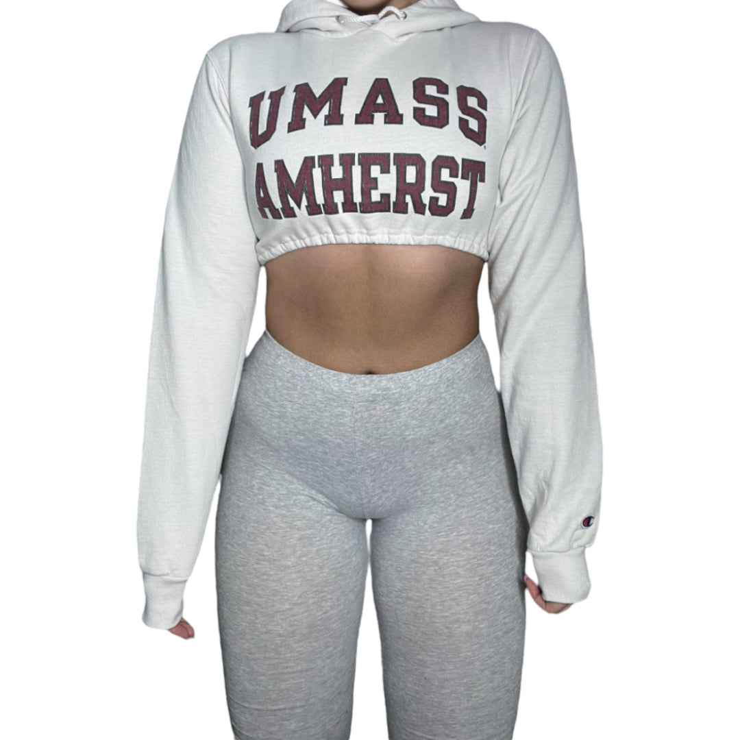 UMASS Amherst Reworked Crop Hoodie