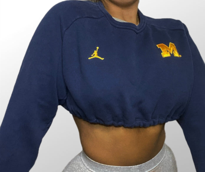 JORDAN University of Michigan Reworked Crop Crewneck Sweatshirt