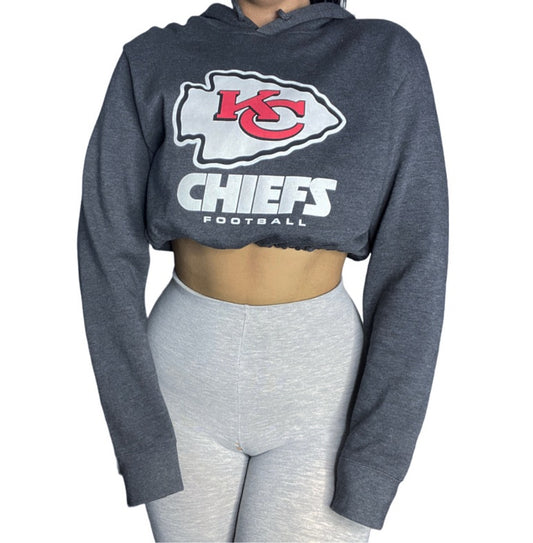 Kansas City Chiefs Reworked Crop Hoodie Sweatshirt