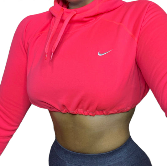 NIKE Pink Reworked Crop Hoodie