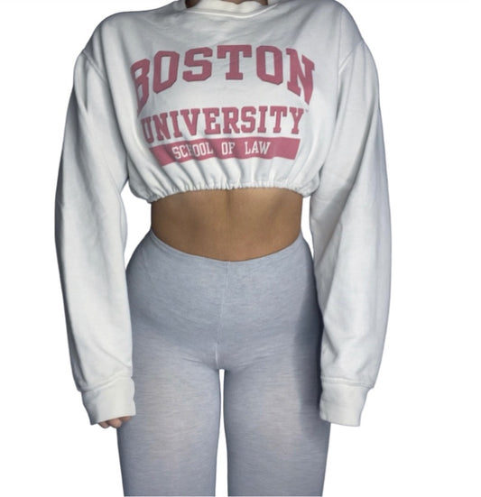 Boston University Vintage Reworked Crop Crewneck