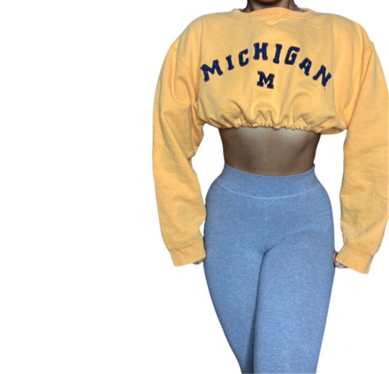 University of Michigan Reworked Crop Crewneck