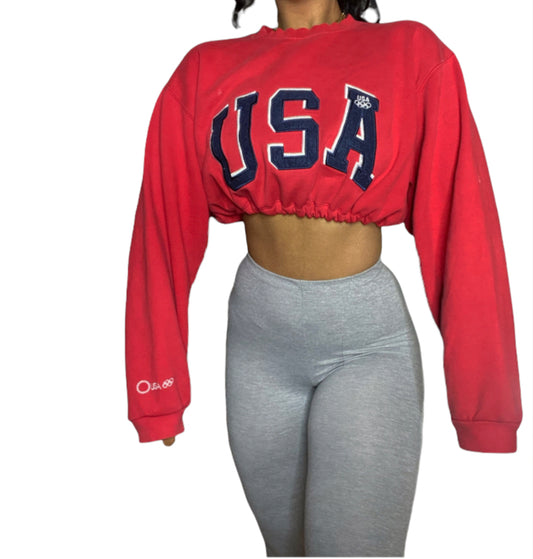 Vintage USA Olympics Reworked Crop Crewneck