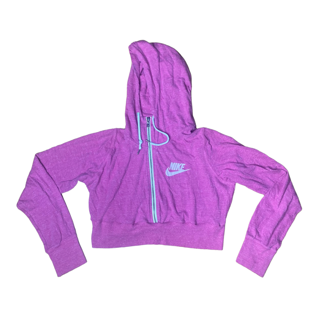 Nike Pink Reworked Crop Zip Up Hoodie