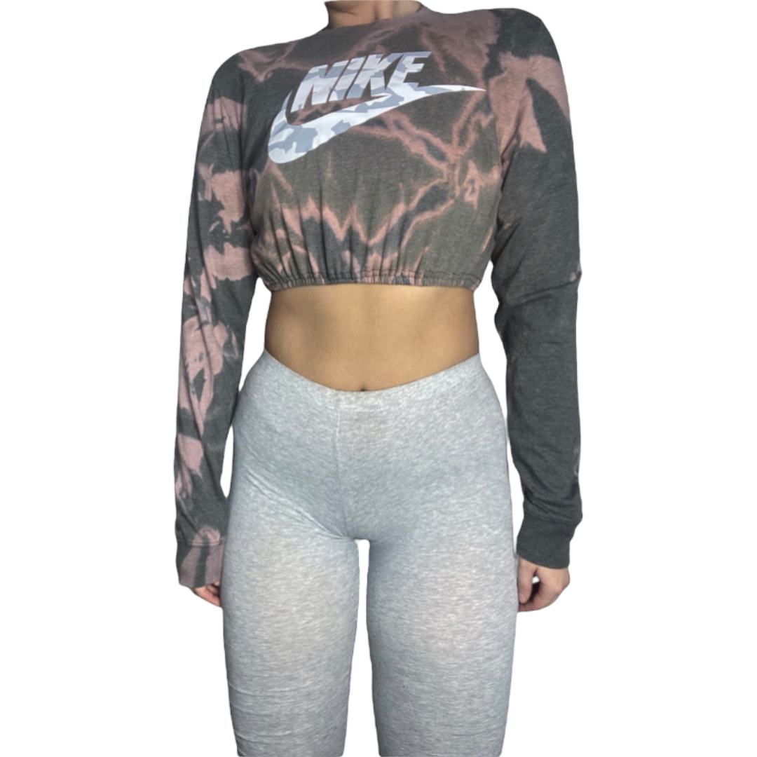 Nike Reworked Long-sleeve Bleach TieDye Crop Top