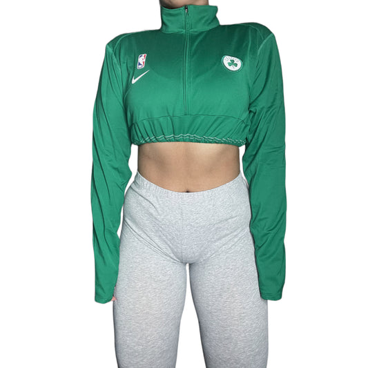 Boston Celtics Reworked Crop 1/4 Zip Up Pullover