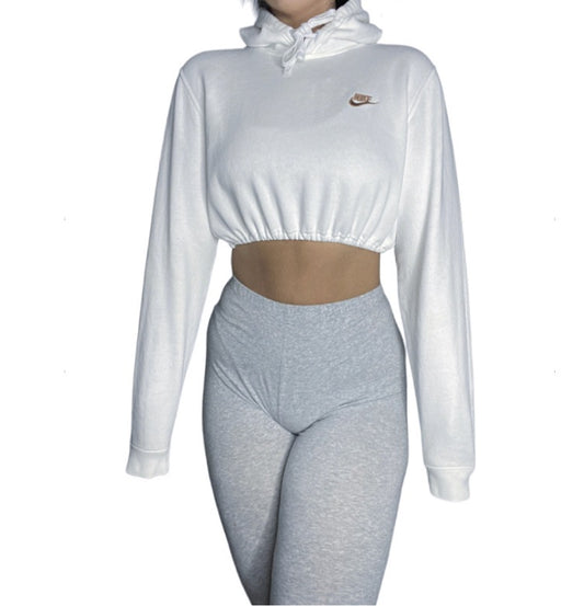 Nike Reworked White Crop Hoodie