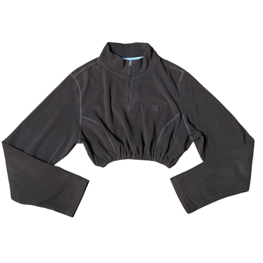 The North Face Reworked Brown Crop Fleece Zip Up